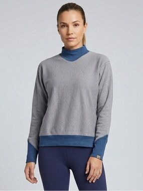 Indyeva Mock Neck Pullover Sweater Women’s Medium Gray Blue #212